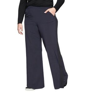 Athleta Wide Leg Gramercy Pants Navy Blue with Black Trim Size 14
